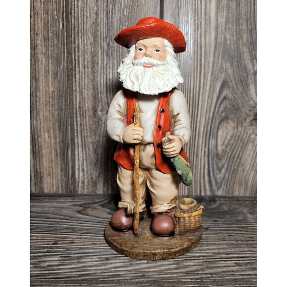 Christmas Santa Claus Bobble Head with Fish Fisherman Fishing 7 inches 2002 - Picture 2 of 9